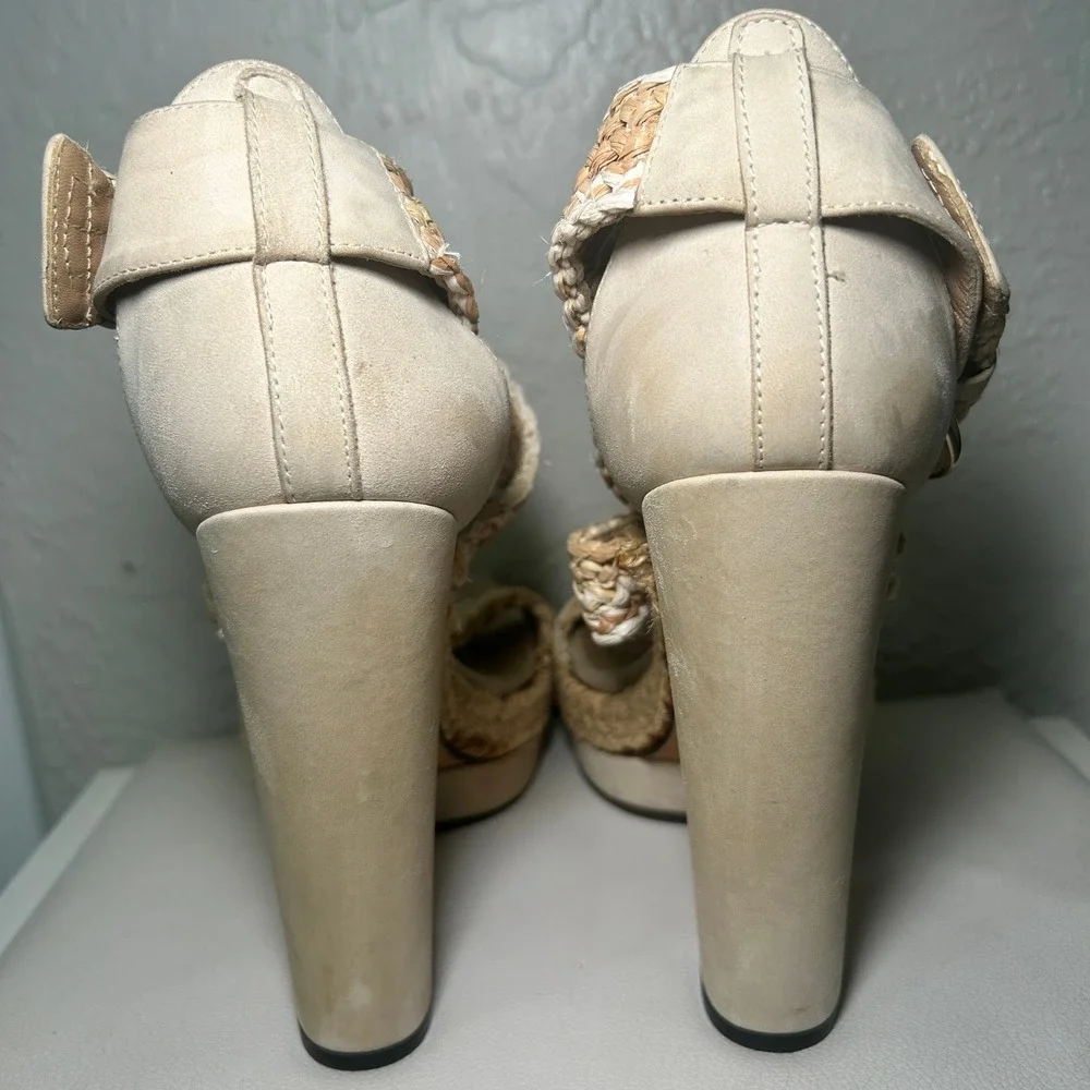 Stuart Weitzman Platform Sandals‎ Espadrille Raffia 5